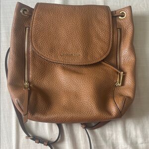 Michael Kors Cognac Pebbled Leather Drawstring Backpack